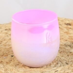 Holographic Glass Jar for Candle Making | Dual Tone | Piyali Design |200 ml | Color - Pink