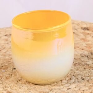 Holographic Glass Jar for Candle Making | Dual Tone | Piyali Design |200 ml | Color - YELLOW